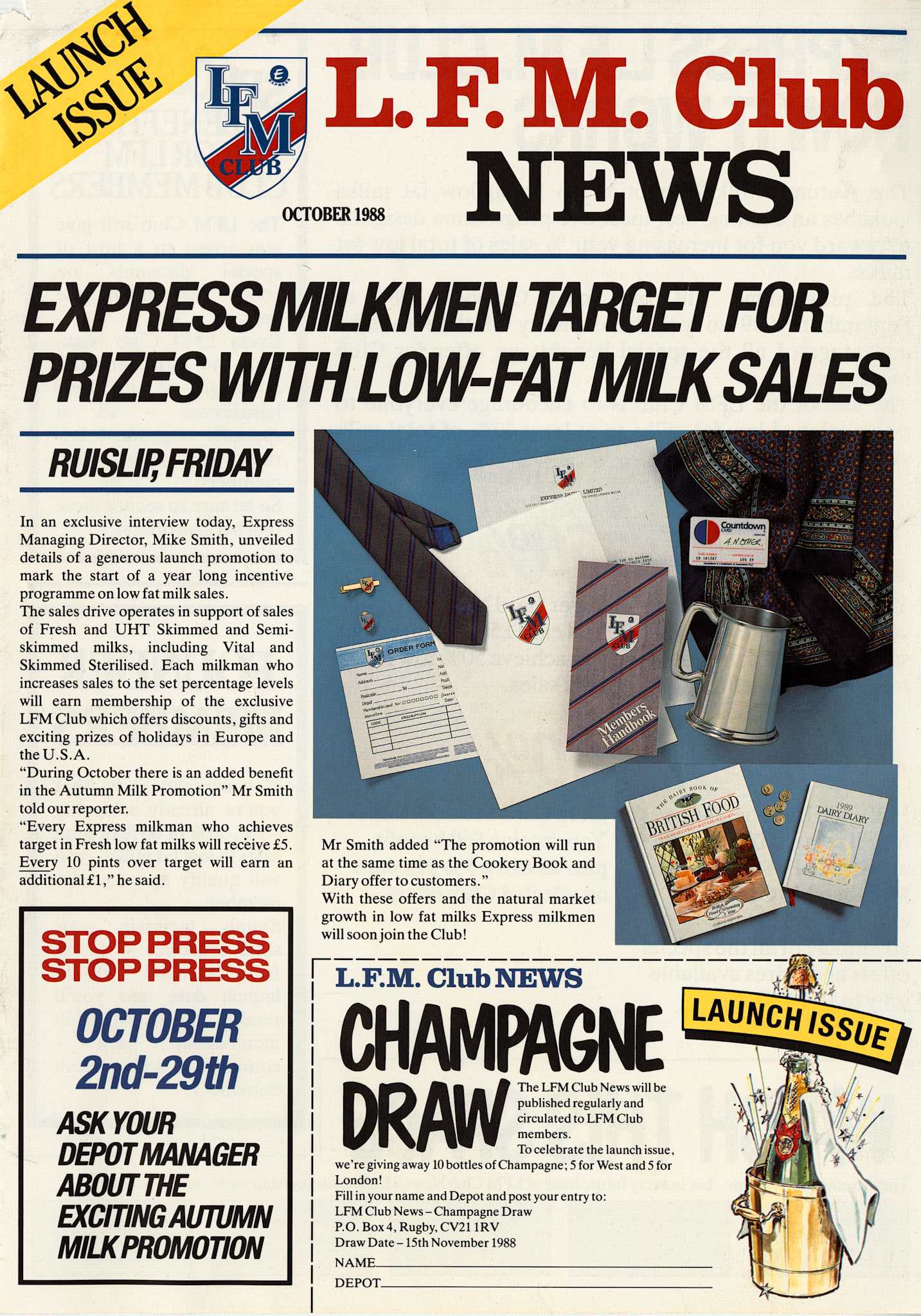 1988 Low Fat Milk promotion launched (Courtesy Michael Aldread)
