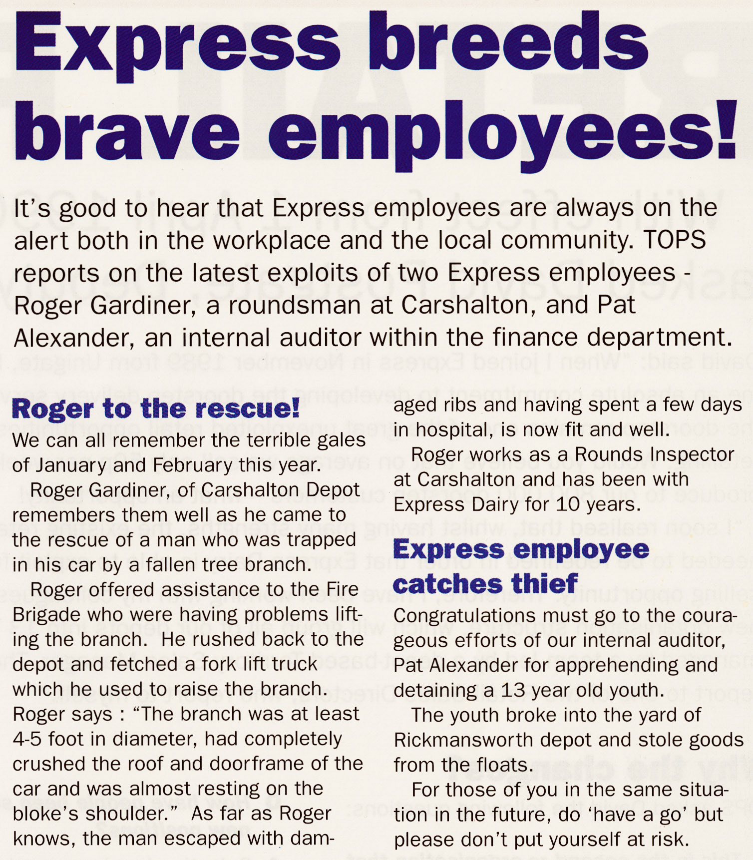 1990 Brave employees at Carshalton and Rickmansworth (1990 April Tops Magazine)