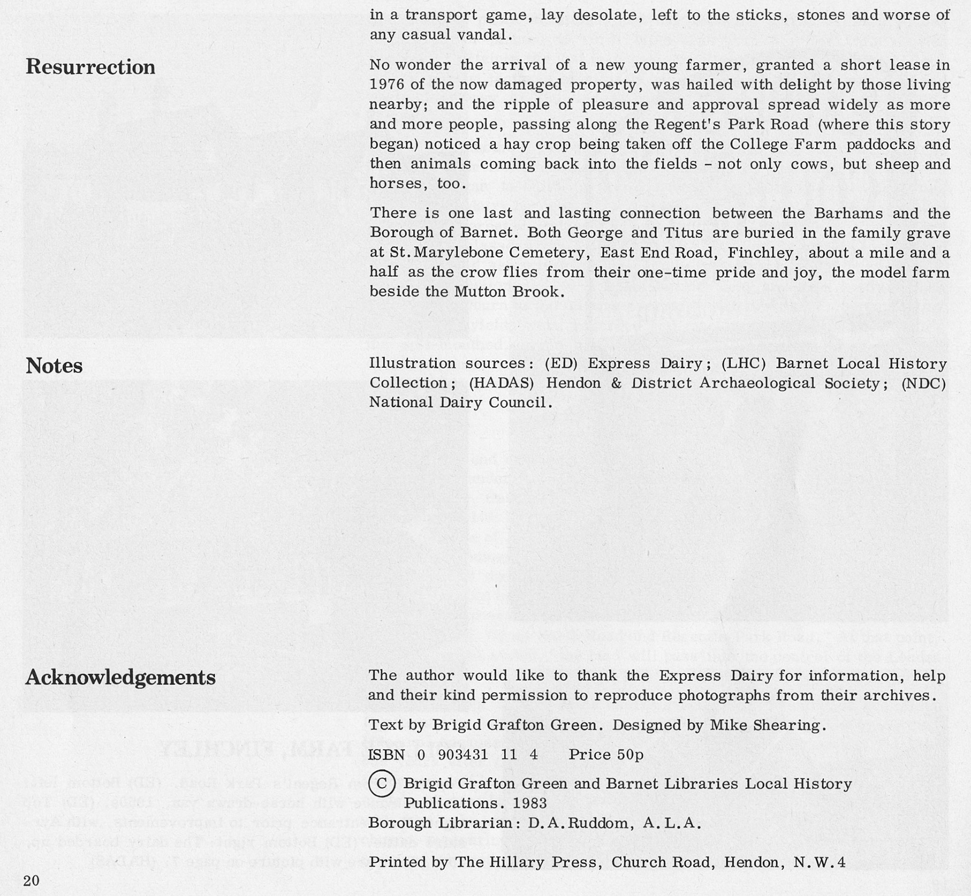 1983 Milk for the millions - Brigid Grafton Green, Barnet Libraries Local History Publications