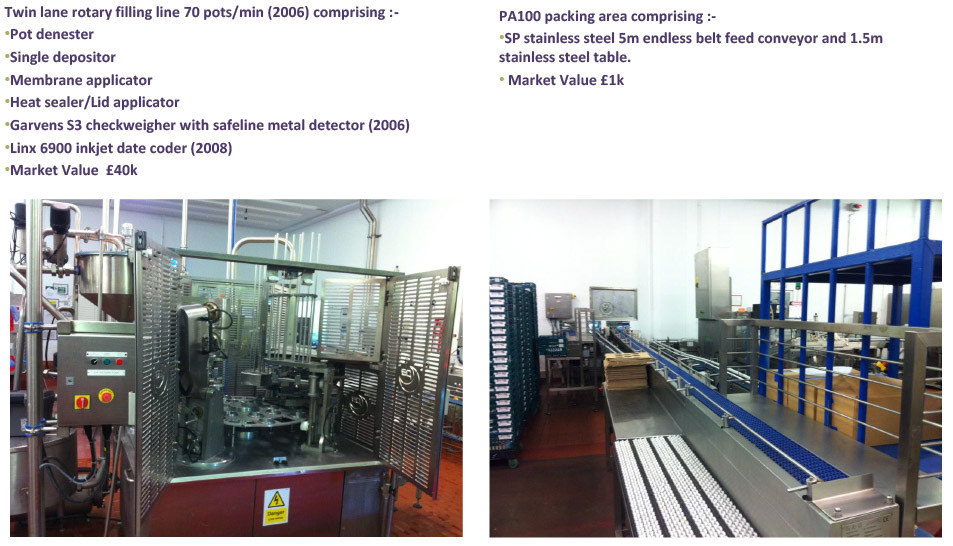 2012 Minsterley: Desserts Filling Equipment-PA100 97/116mm Rotary Filling Line.  (Greencore Asset Sale on purchase by Muller, Courtesy Paul Bloor)