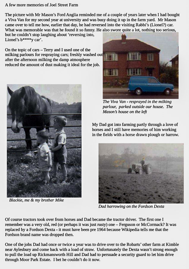 2024 More Memories of Joel Street Farm, by John Stonehill Page 1