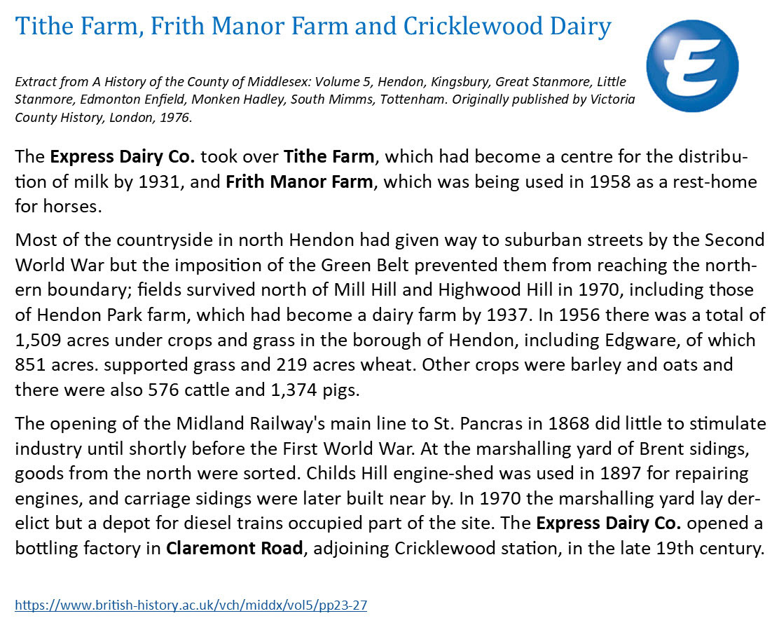 1976 Tithe Farm, Frith Manor Farm and Cricklewood Dairy History (EDT)