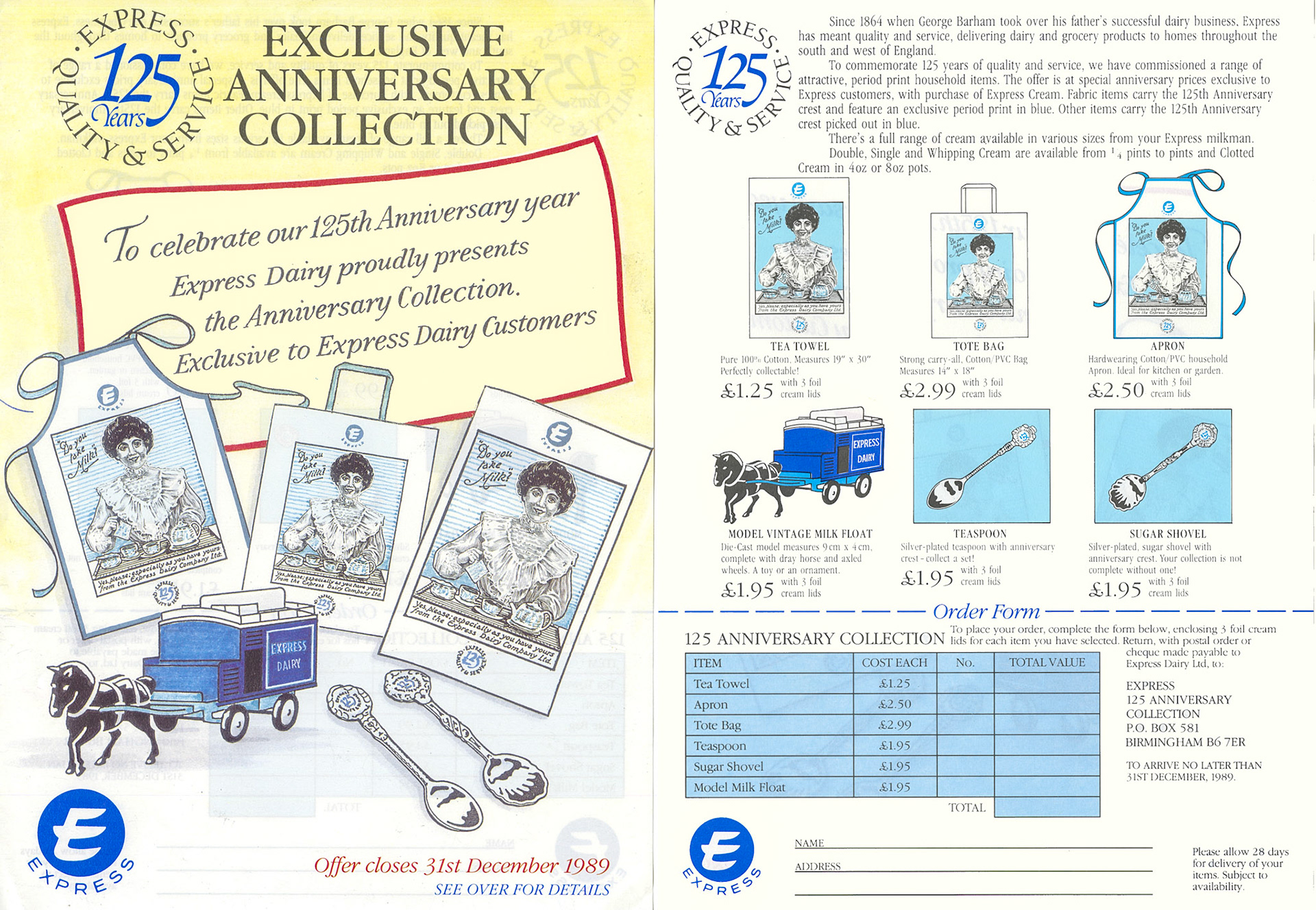 1989 Anniversay Gifts  leaflet (Courtesy Paul Luke)