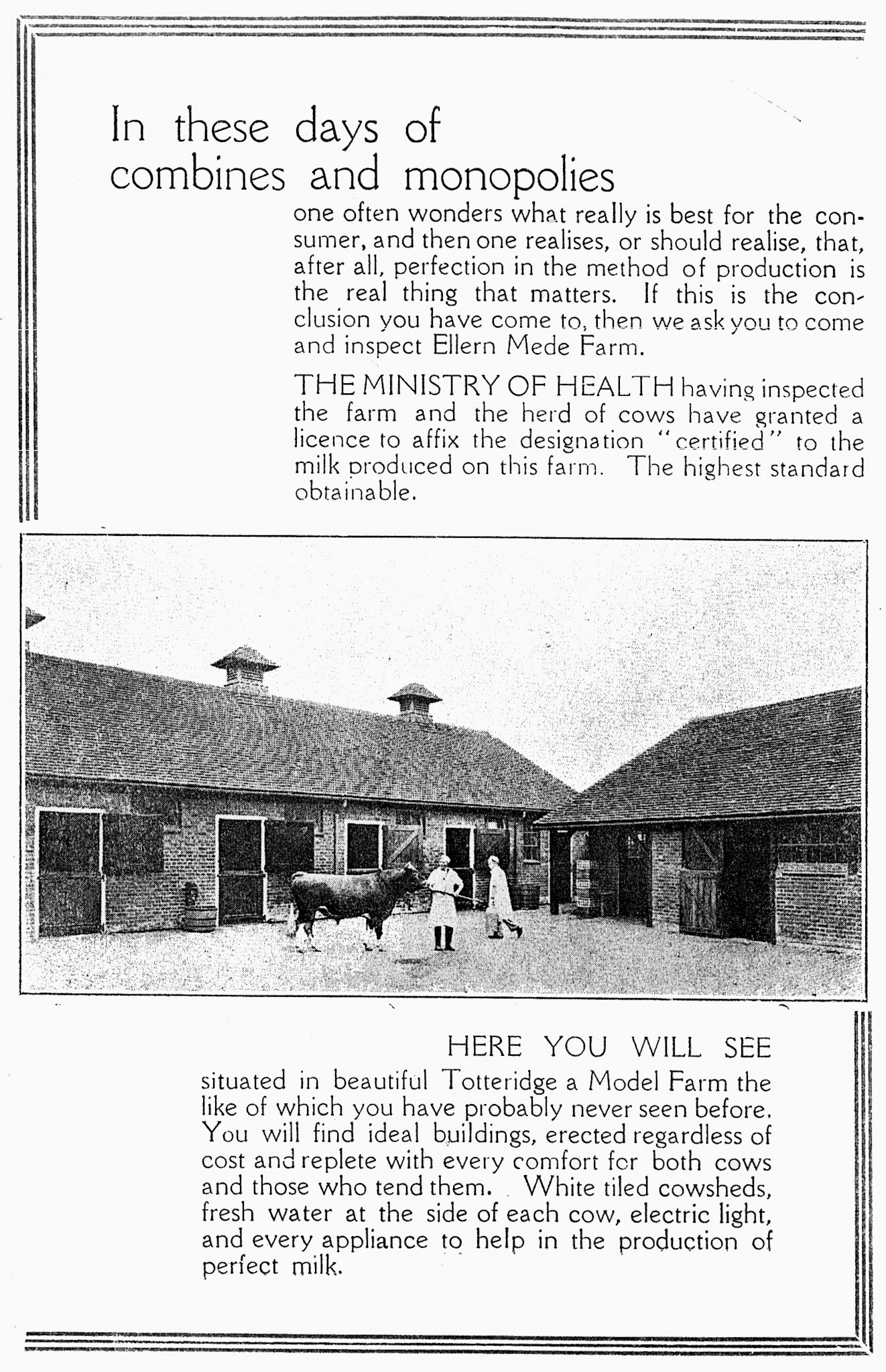 1950's A1 Dairies leaflet promoting their farms- (Courtesy Paul Smith)