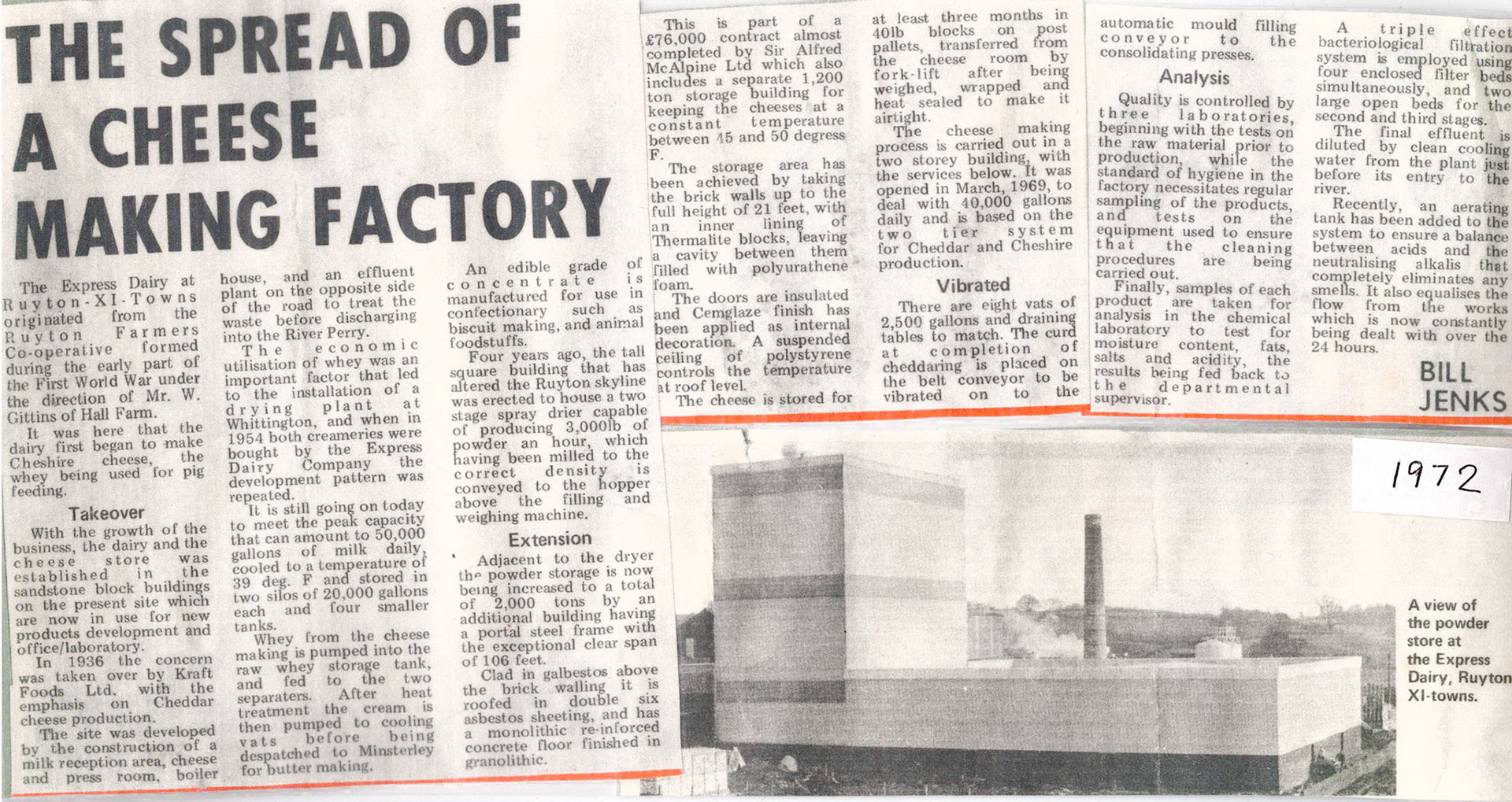 1971 Ruyton Dairy news clipping.
