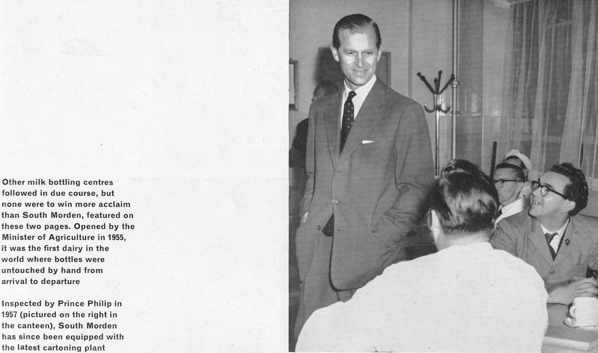 1957 Prince Philip's visit after the opening of the dairy in 1955