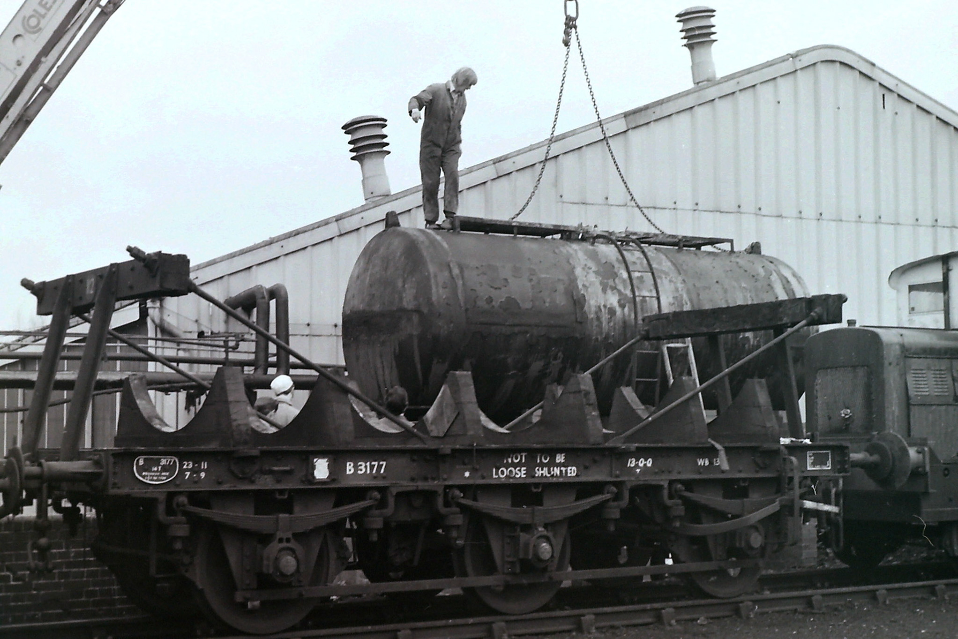 South Morden Dairy-removal of tank 3117 for used for storage. (Photographer Sam Jones)