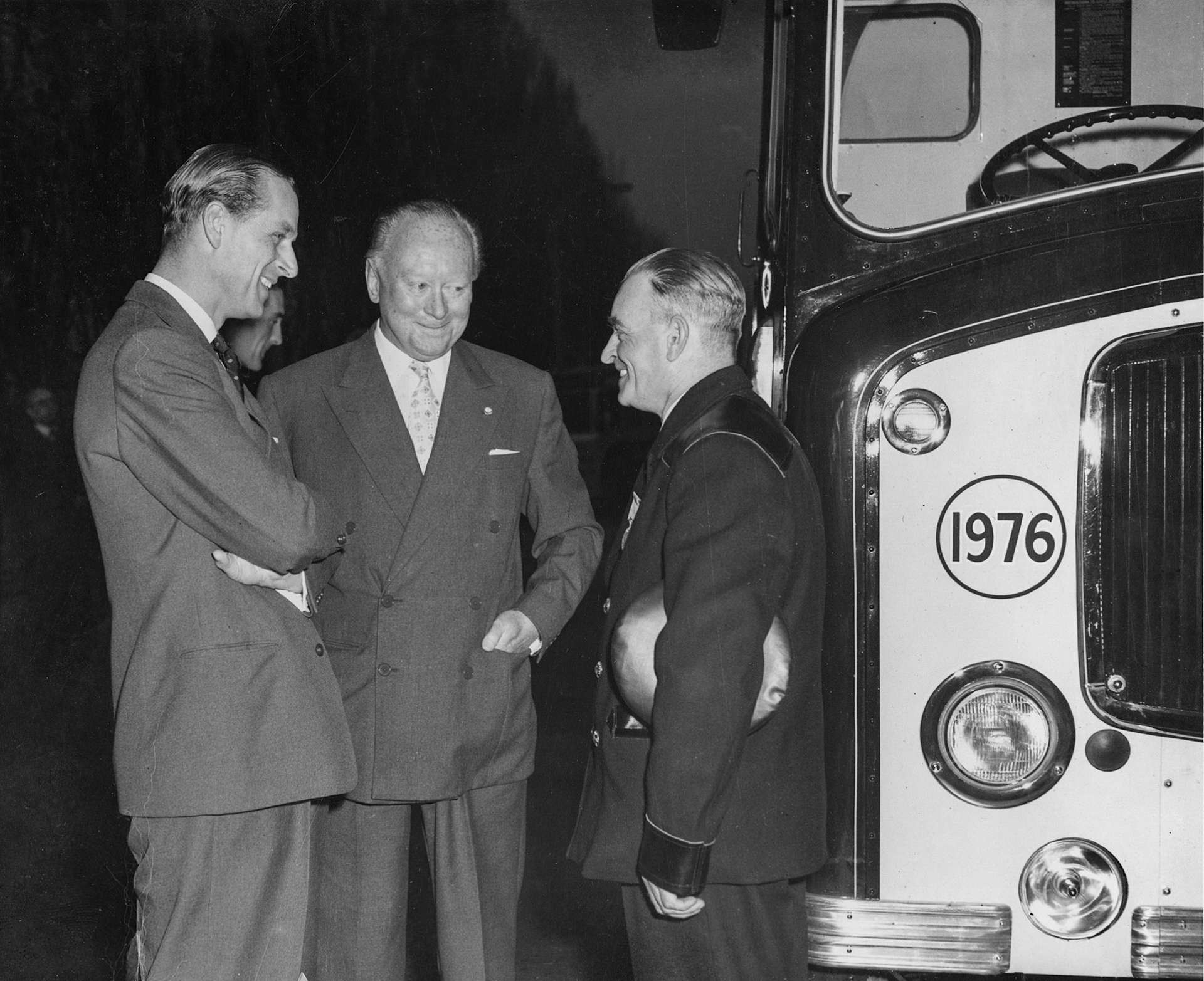 1957 South Morden-Duke of Edinburgh's visit on November 12-driver Charles Denny being presented to the Duke. (Courtesy Paul Luke)