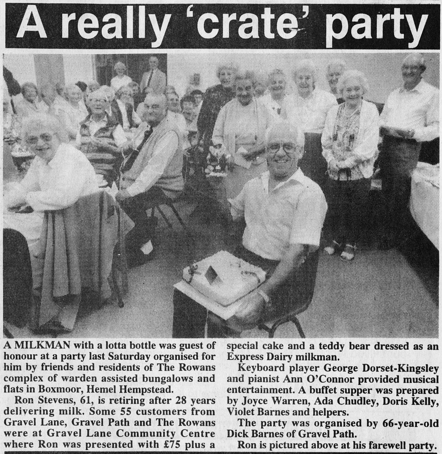 1992 Hemel Hempstead. Retirement of Ron Stevens. (Courtesy Michael Aldread)