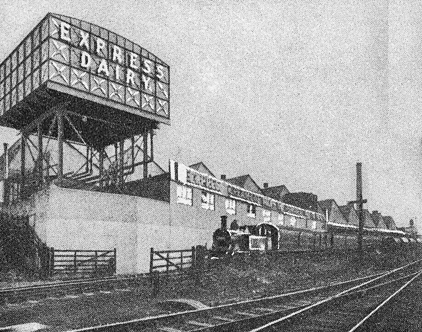 1930's Cricklewood-Railway Siding. 'A peep behind the scenes of the Express Dairy, Claremont Road, Cricklewood - The largest dairy in Great Britain' (From 'While London Sleeps' booklet.