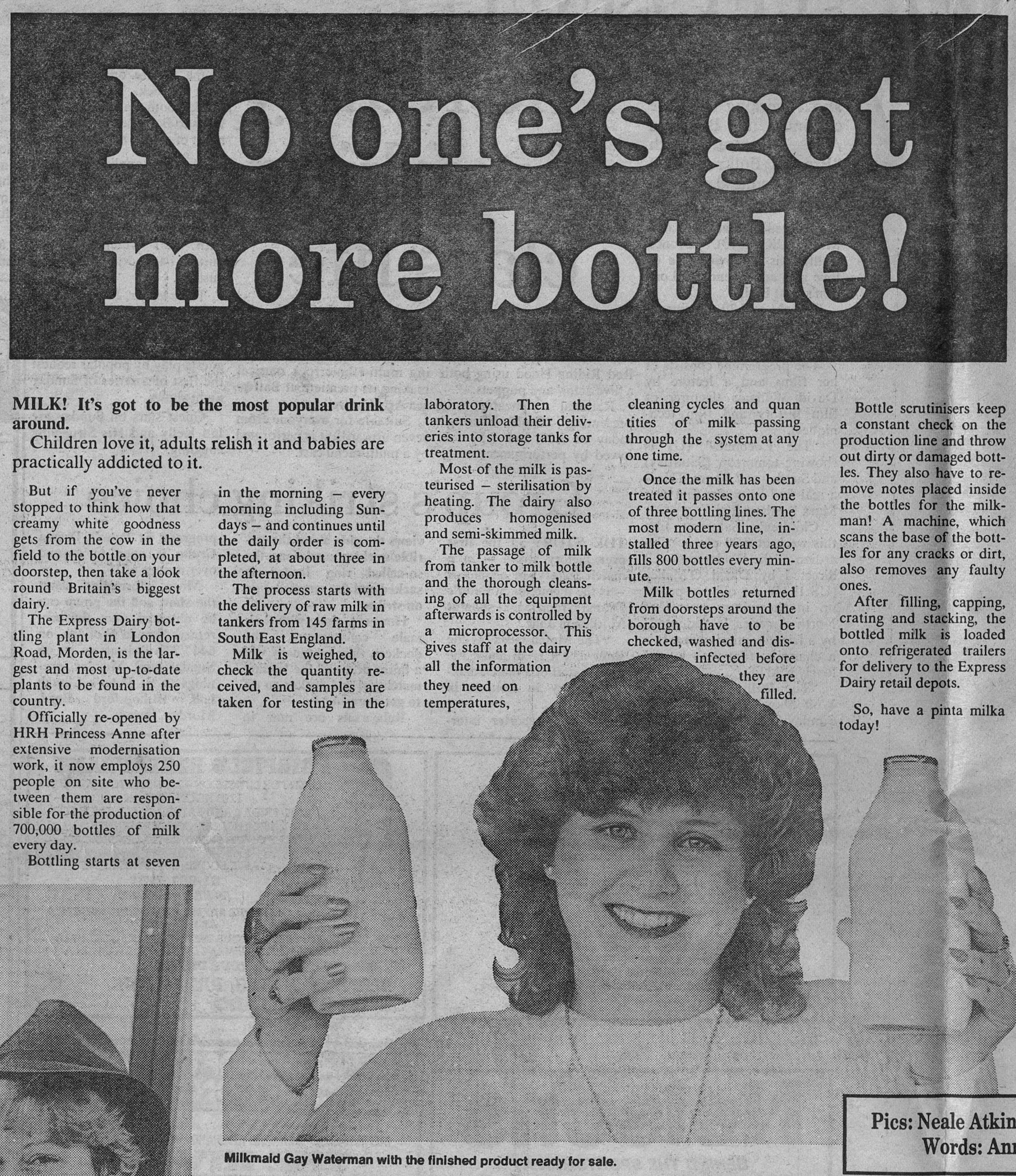 1983 Gay Waterman (Office Manager) as milkmaid!