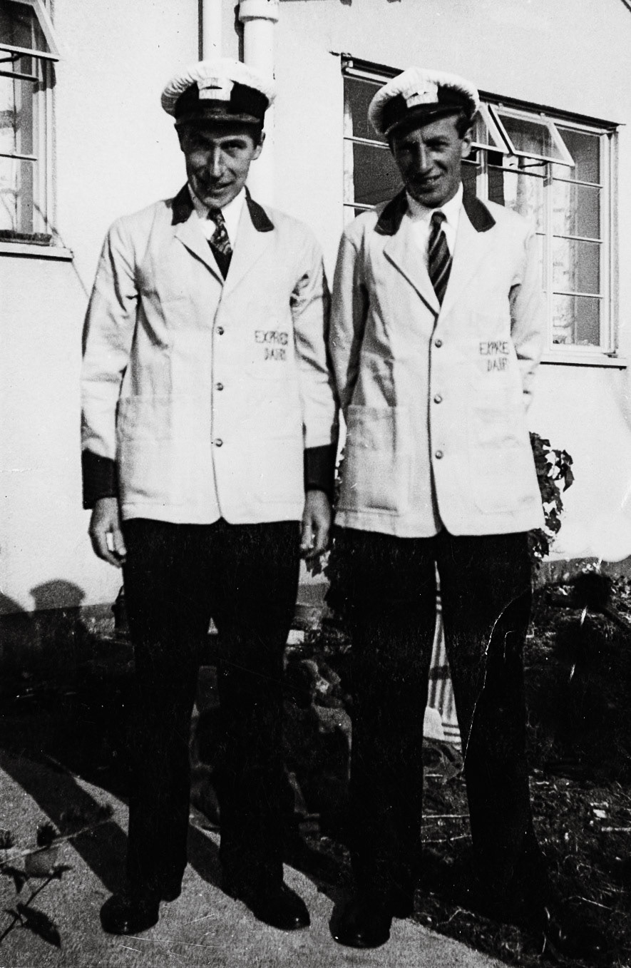 1950's Seaton Junction. Keith Sweetland comments "My father, and Ken Davey". Linda Boyland adds "Great photo of our Uncle Graham and Andrew Davey" (Courtesy Keith Sweetland)