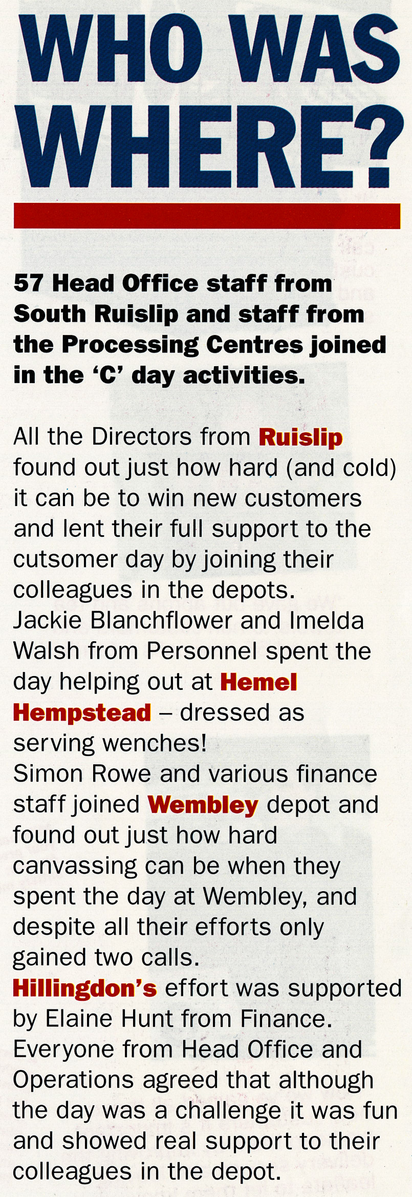 1990 Management help out at Customer Day activities  (Tops Customer Day Edition)