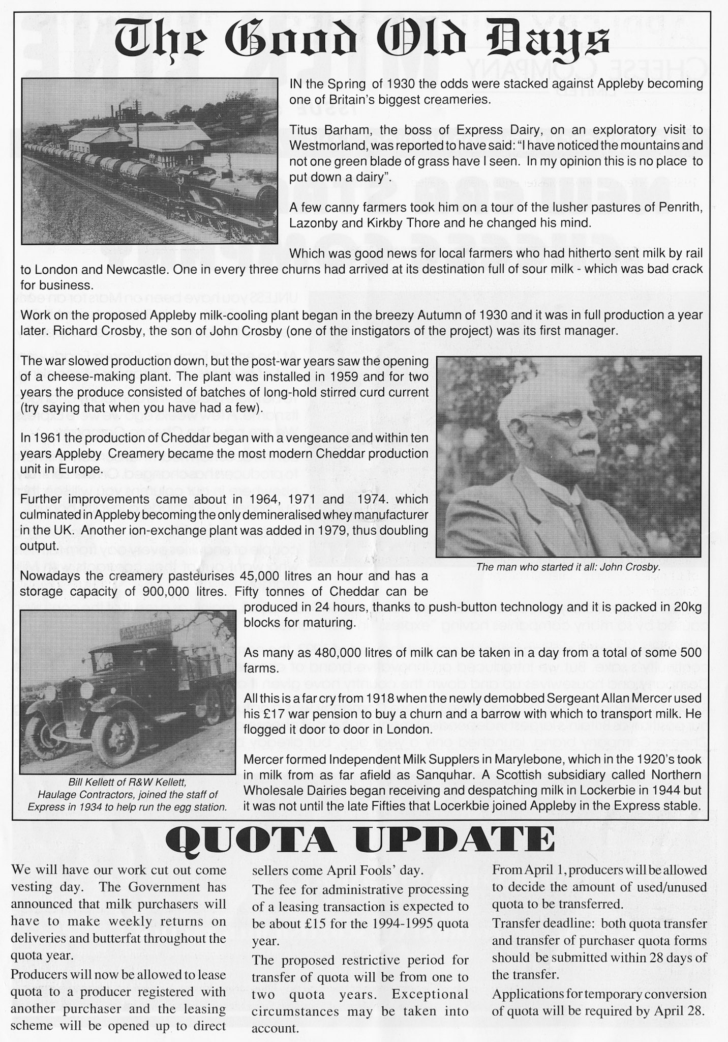 1994 April Express Foods Milk Line Newsletter (Courtesy Alan Mandle)