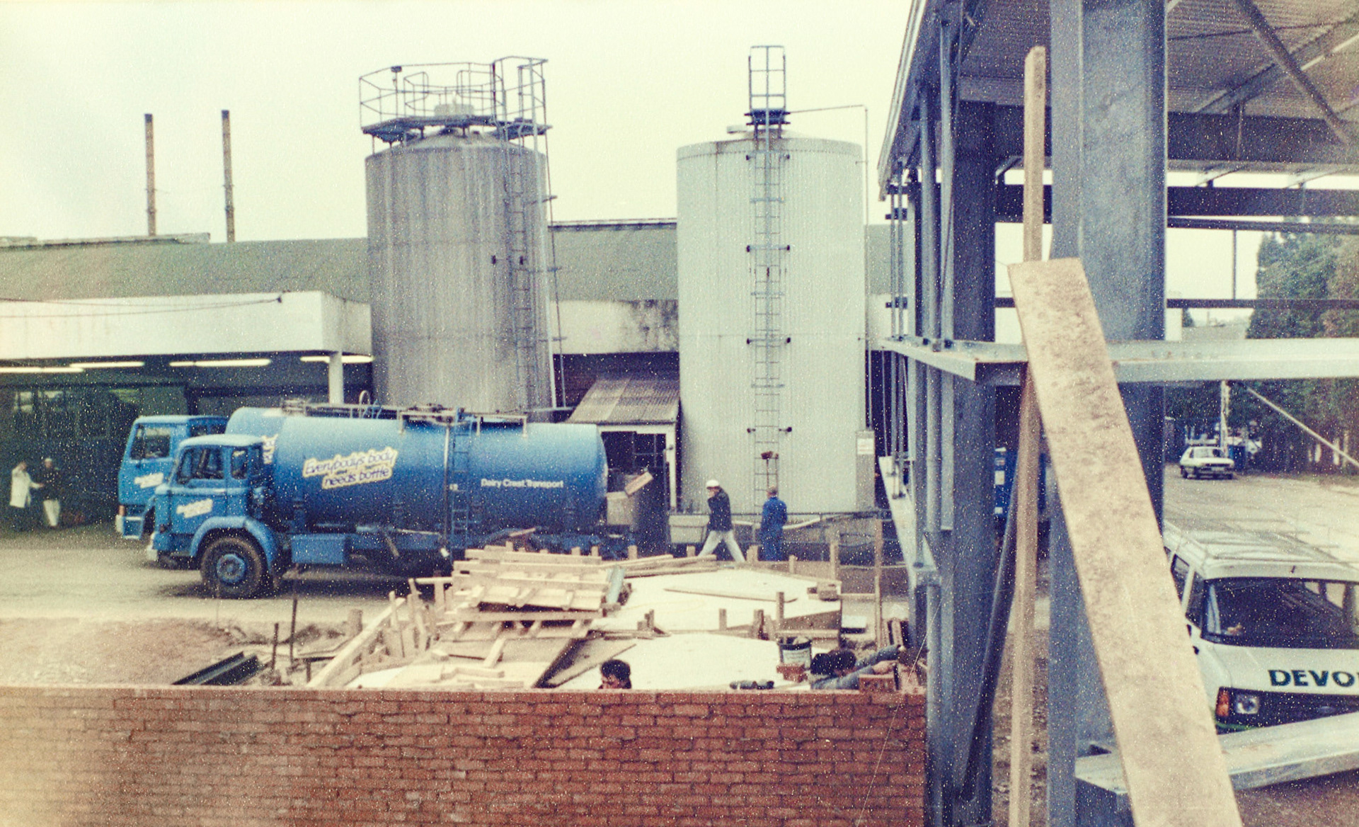 1980s Exeter Processing-silo and milk reception construction. (Pictures by Syd Johnston, presented by his son Ian via Teresa Heal)