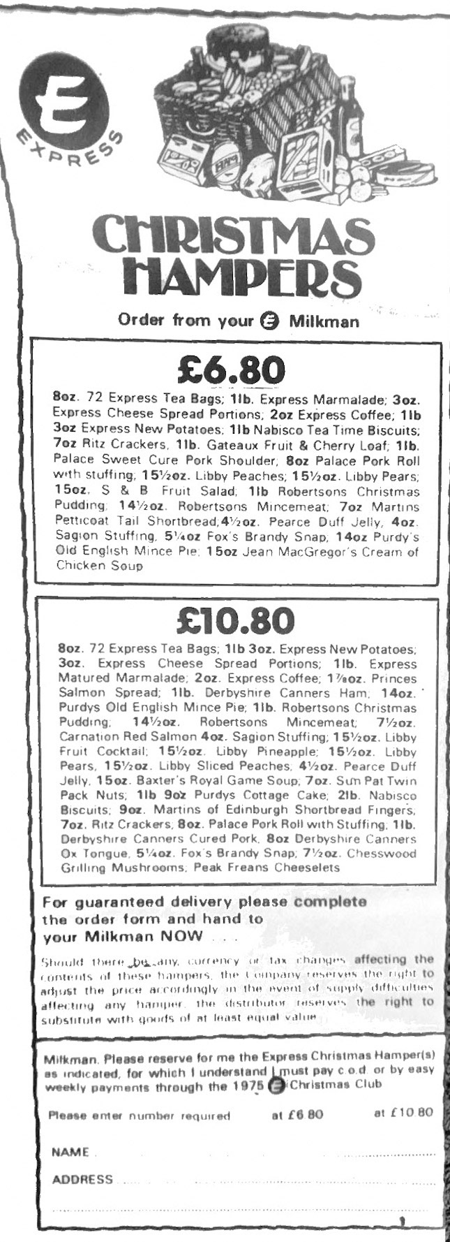 1975 Express Hampers advertised in Seaton News. (Courtesy Michael Bendeaux)