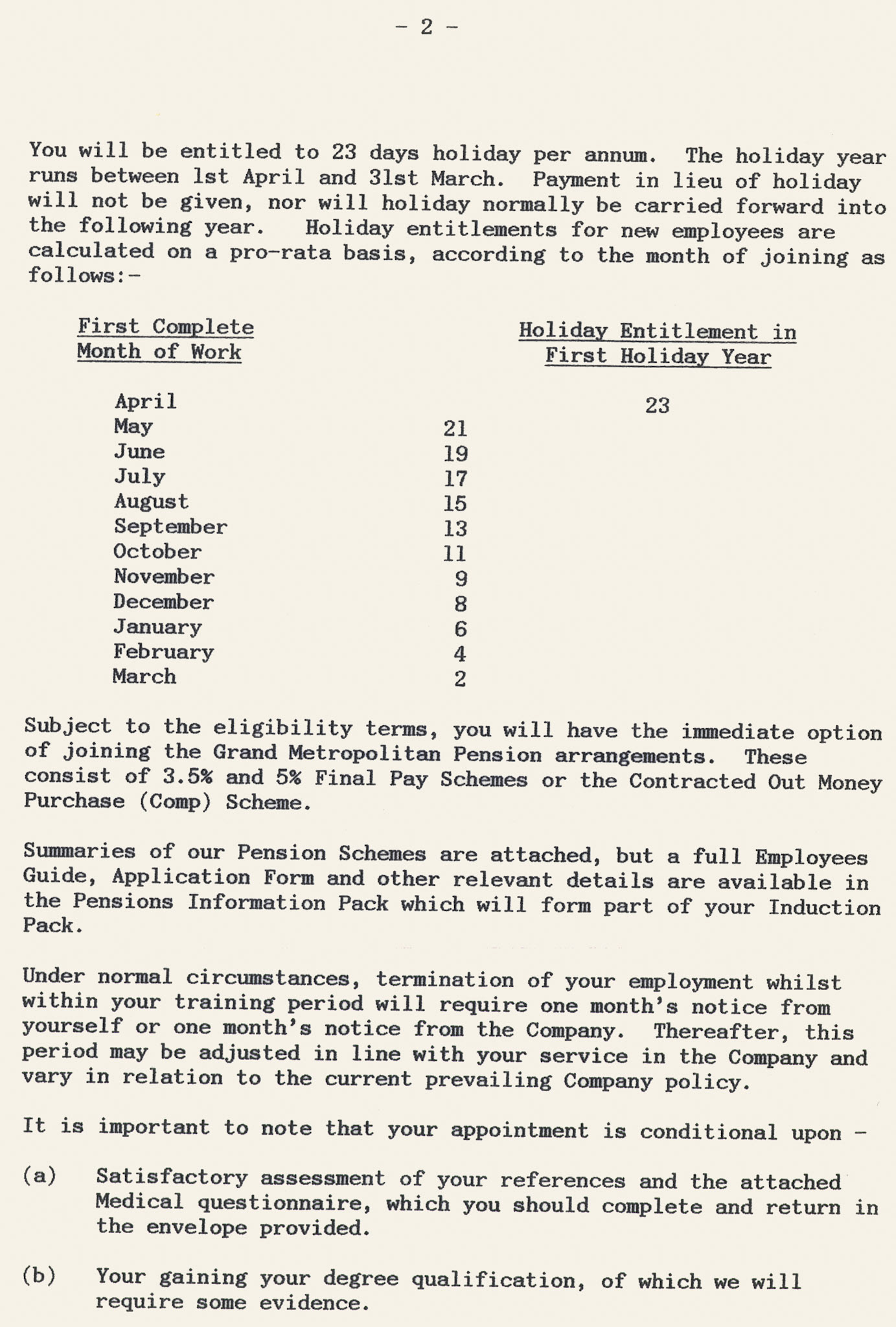1988 Management Training Offer letter, working in the Divisional QA Office at Ruyton, under John Leach. (Courtesy Soo Rose-Cook)
