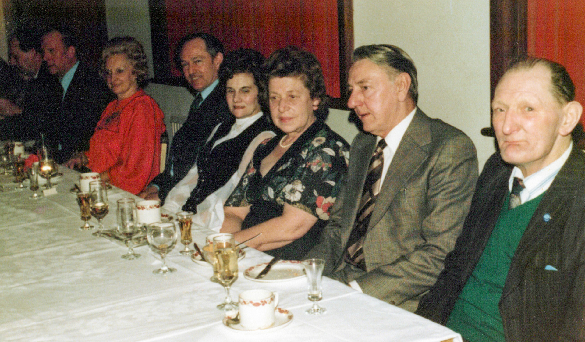 1980's Minsterley Bowling Club. Christine Fisher identifies Bert and Edna Evans with Bill Childs on the right, at the end. (Courtesy Joe Lyons)