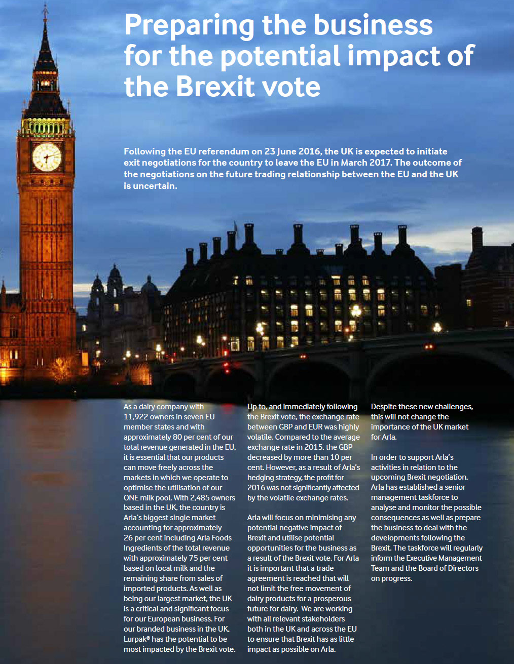 (Extract from Arla Foods Annual Report)