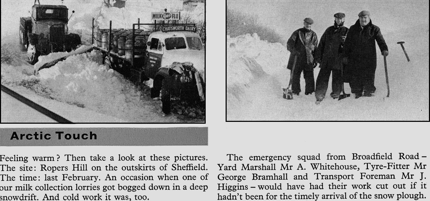 1960 Snow in Sheffield - rescues from Broadfield Road staff. (Express News Summer)