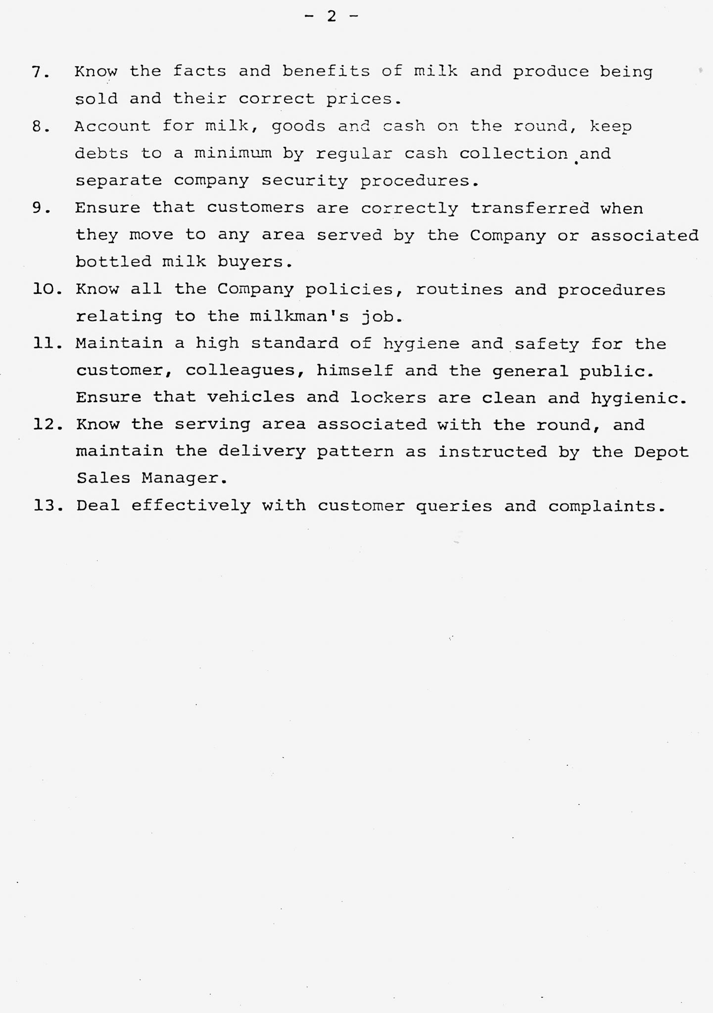 1980's? Milk Person Job Description (Courtesy Michael Aldread)