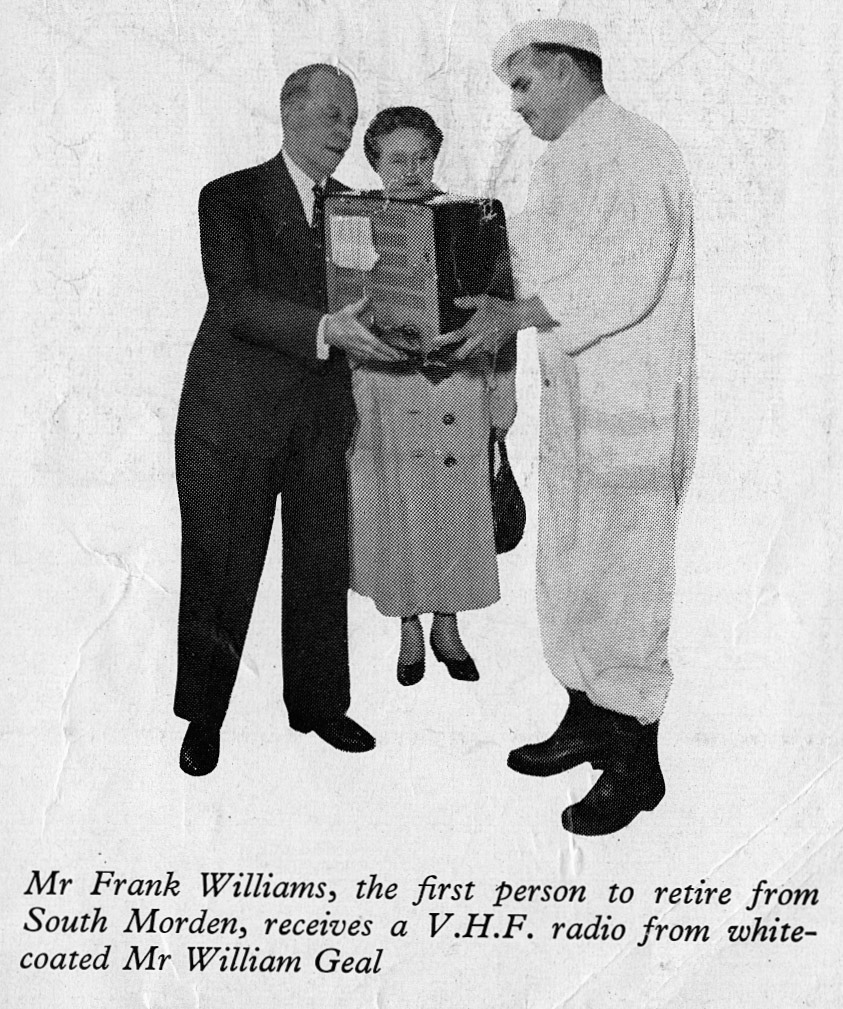 1959 Mr Frank Williams, the first person to retire from South Morden