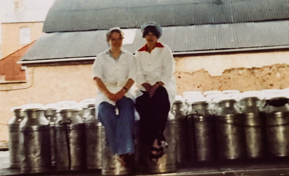 1970's Crediton - the end of churn collection. Kym Moore comments "Me (Kym Moore) and Heather Noble (nee Parker) who was Milk reception lab supervisor". Phillip Budd comments "Heather Noble were you there when I was there, as I knew Carol Preston, Eric Halsey and a Maureen Butt back in the day." (Courtesy Kym Moore)