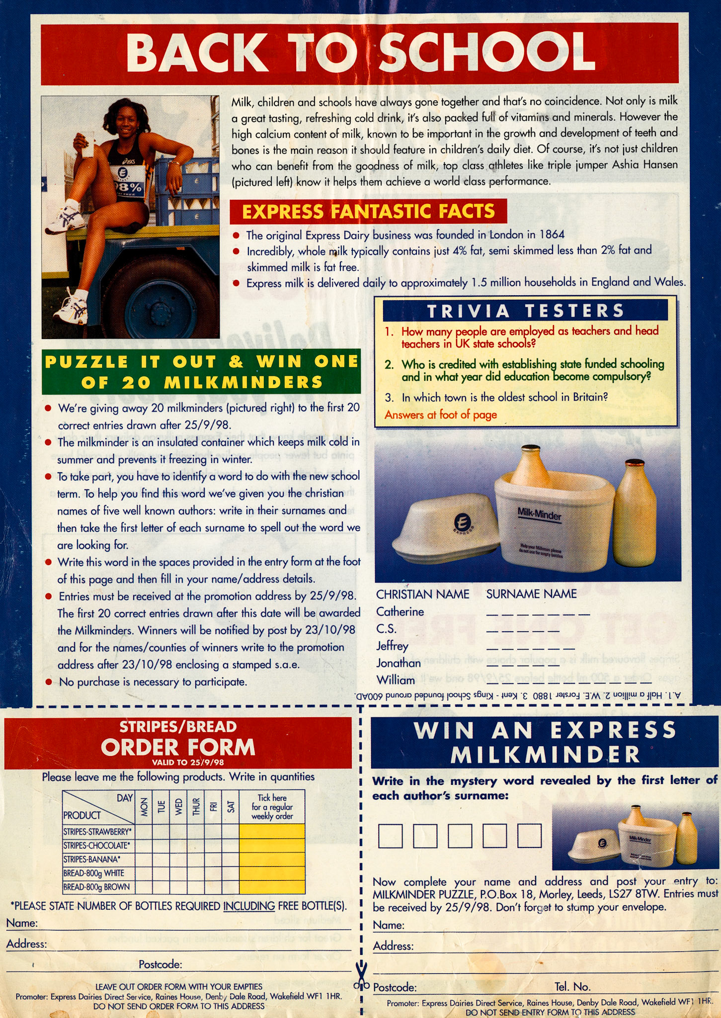 1998 Milk Sales Promotion Leaflet (Courtesy Michael Aldread)