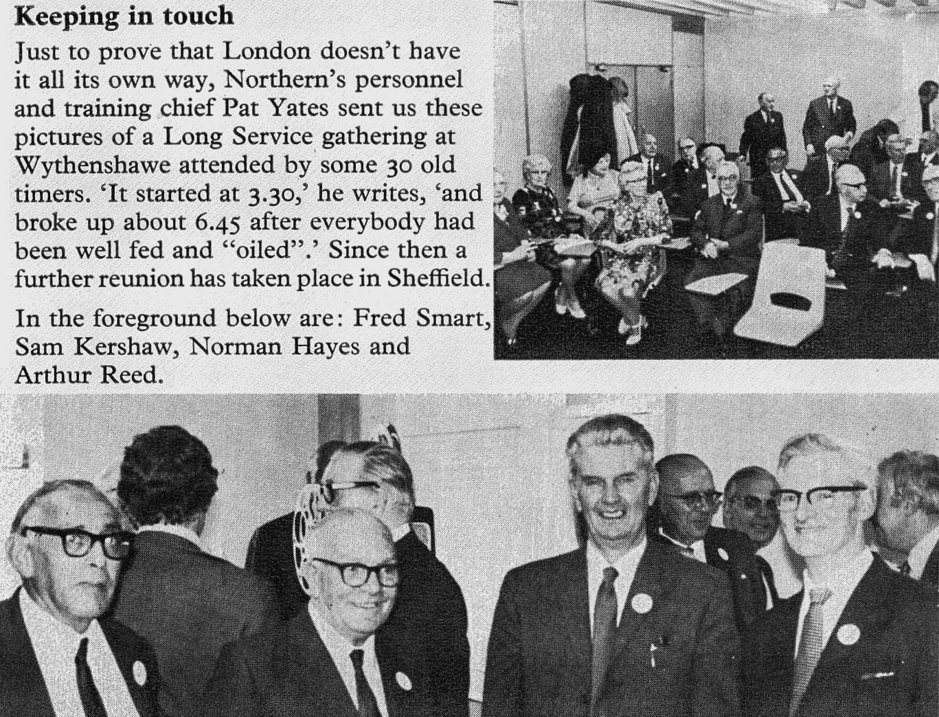 1974 Wythenshawe Long Service gathering, with Fred Smart, Sam Kershaw, Norman Hayes and Arthur Reed. (Express News Christmas)