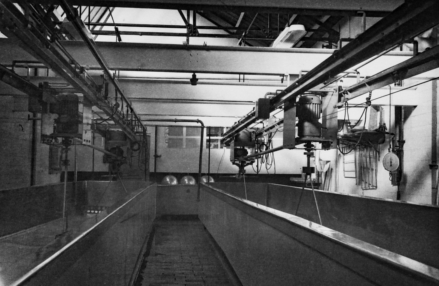 1950's Rowsley Dairy cheese vats (Courtesy Derbyshire Record Office, donated in March 1985; they had previously belonged to the donor's father, who was an electrical engineer with the dairy.)