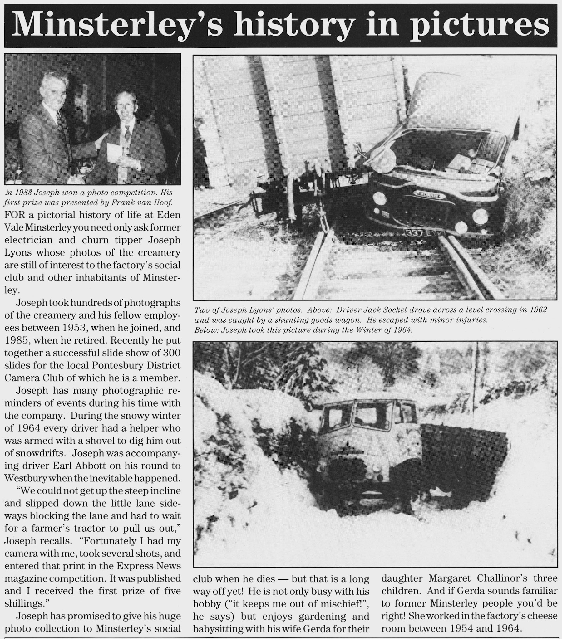 1991 Minsterley photographer Joseph Lyons was famed for his pictures of Minsterley (from Express Foods Pensioners News) Courtesy Beryl Purslove