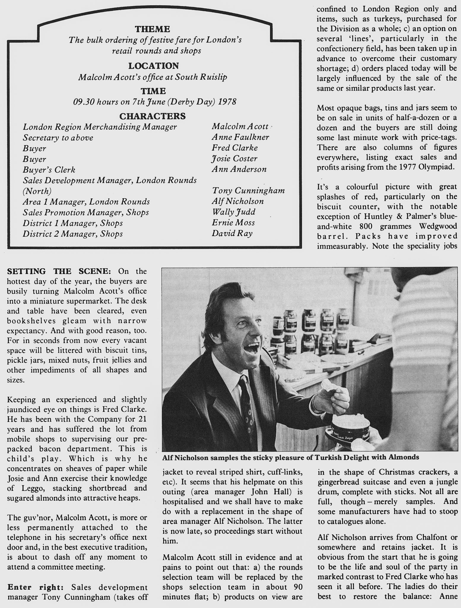 1978 Christmas planning, with Alf Nicholson sampling the ideas. (Express News Autumn)