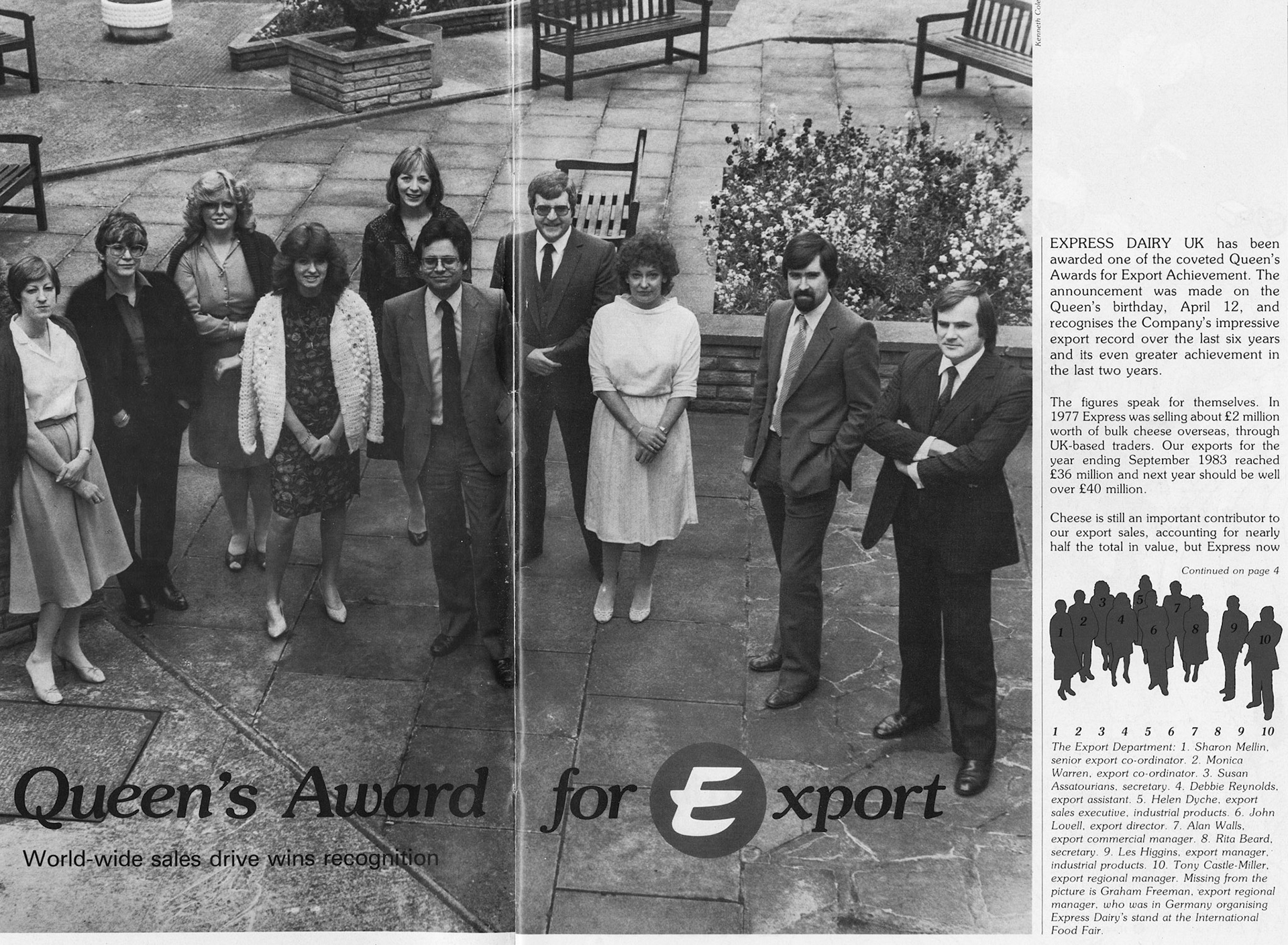 1983 Express Dairy Export Dept at South Ruislip Sue Martin comments "Great to see the export team. I joined the team shortly after they won this award. There were a couple of other newbies too so overseas sales must have continued to grow. Lovely to see my old colleagues again. Happy memories!"