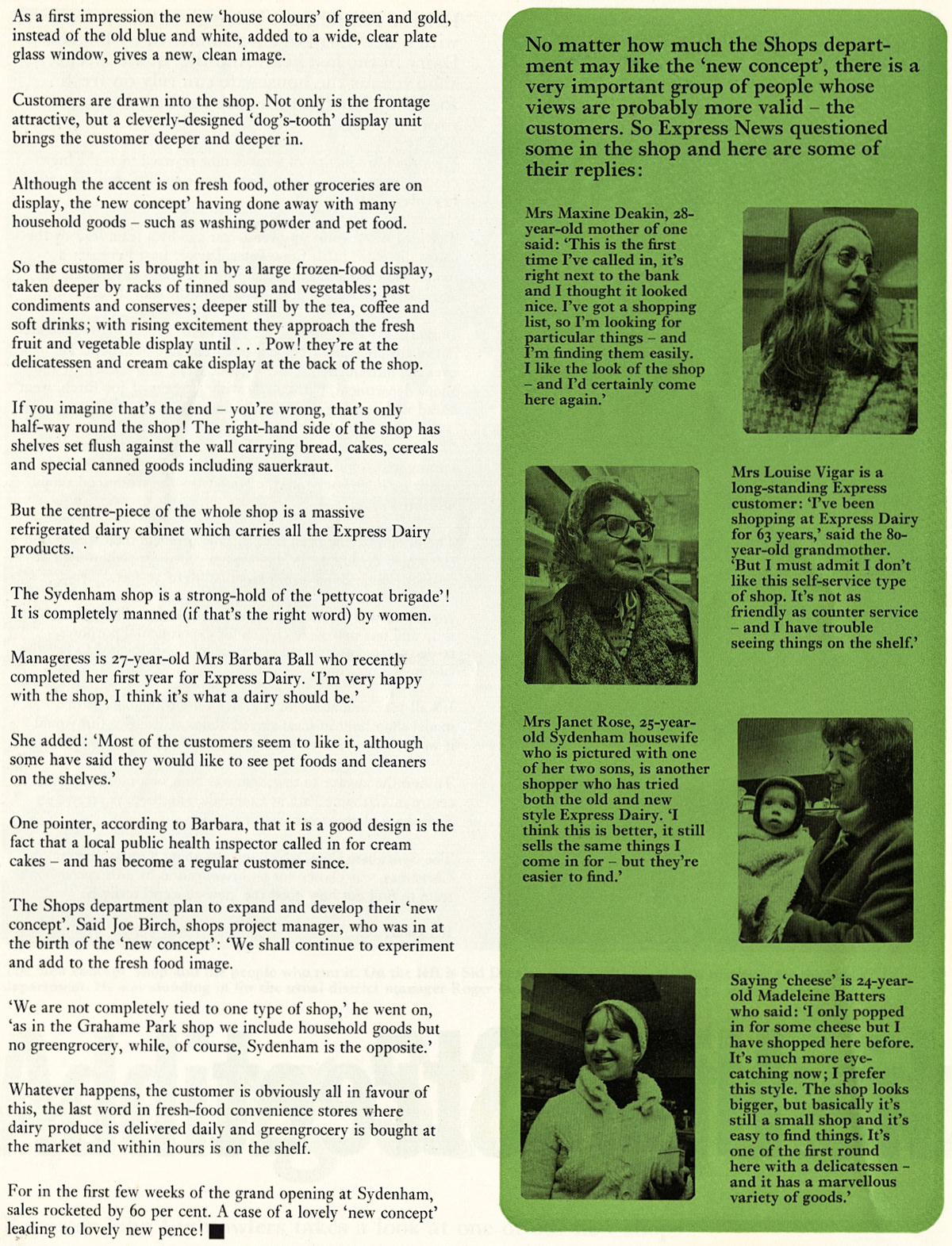 1974 New concept shops at Sydenham and Colindale