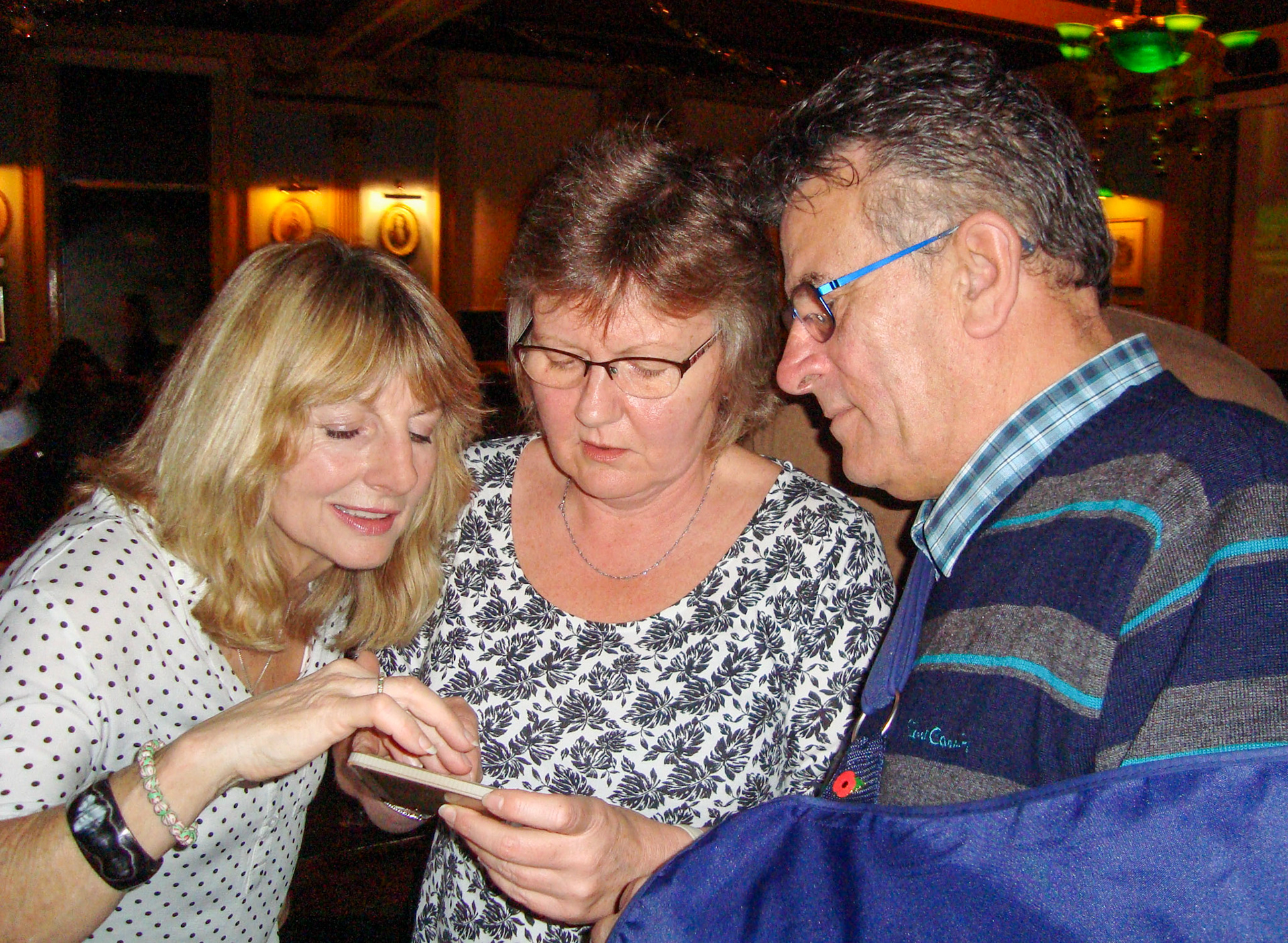 2016 Exeter Staff Reunion, The Imperial. Jane, Gillian Chambers, Steve Evans. (Courtesy Phillip Budd)