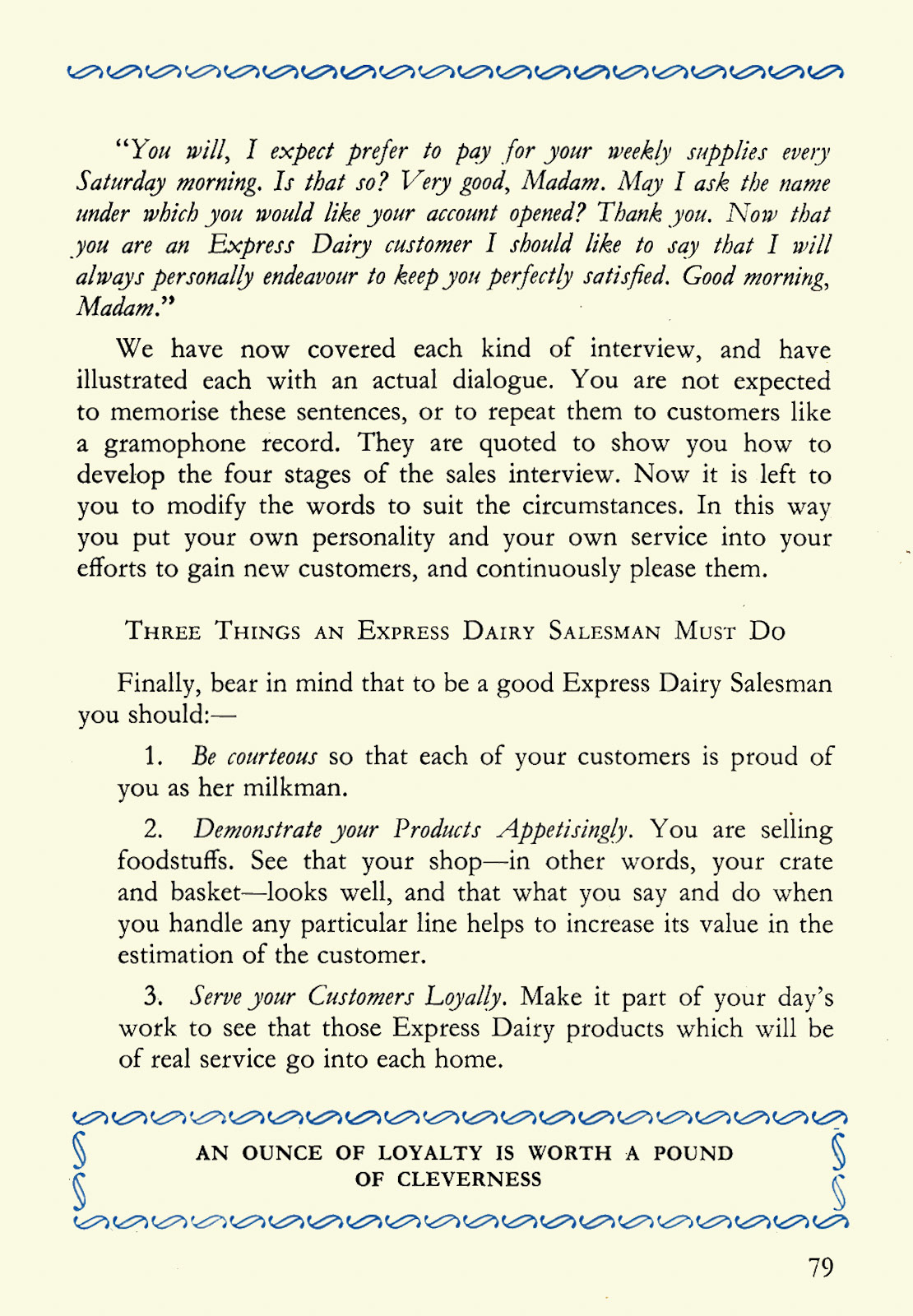 1956 Express Salesman's Manual, Fourth Edition published 1954, presented to Roger Gillard, Orpington Depot