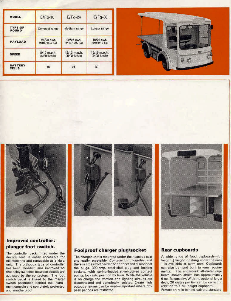 1969 Morrison Electricar E/Fg Mark III Brochure, covers E/Fg-16, -24 and -30 models. Printed October 1969. (Courtesy milkfloats.org.uk)