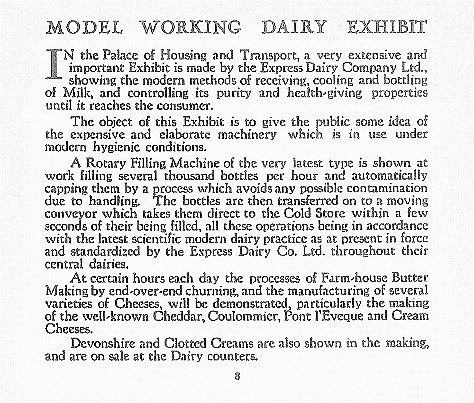 1925 Express Dairy at the British Empire Exhibition, Wembley. (Courtesy Brent Council booklet prepared by Philip Grant, Wembley History Society)