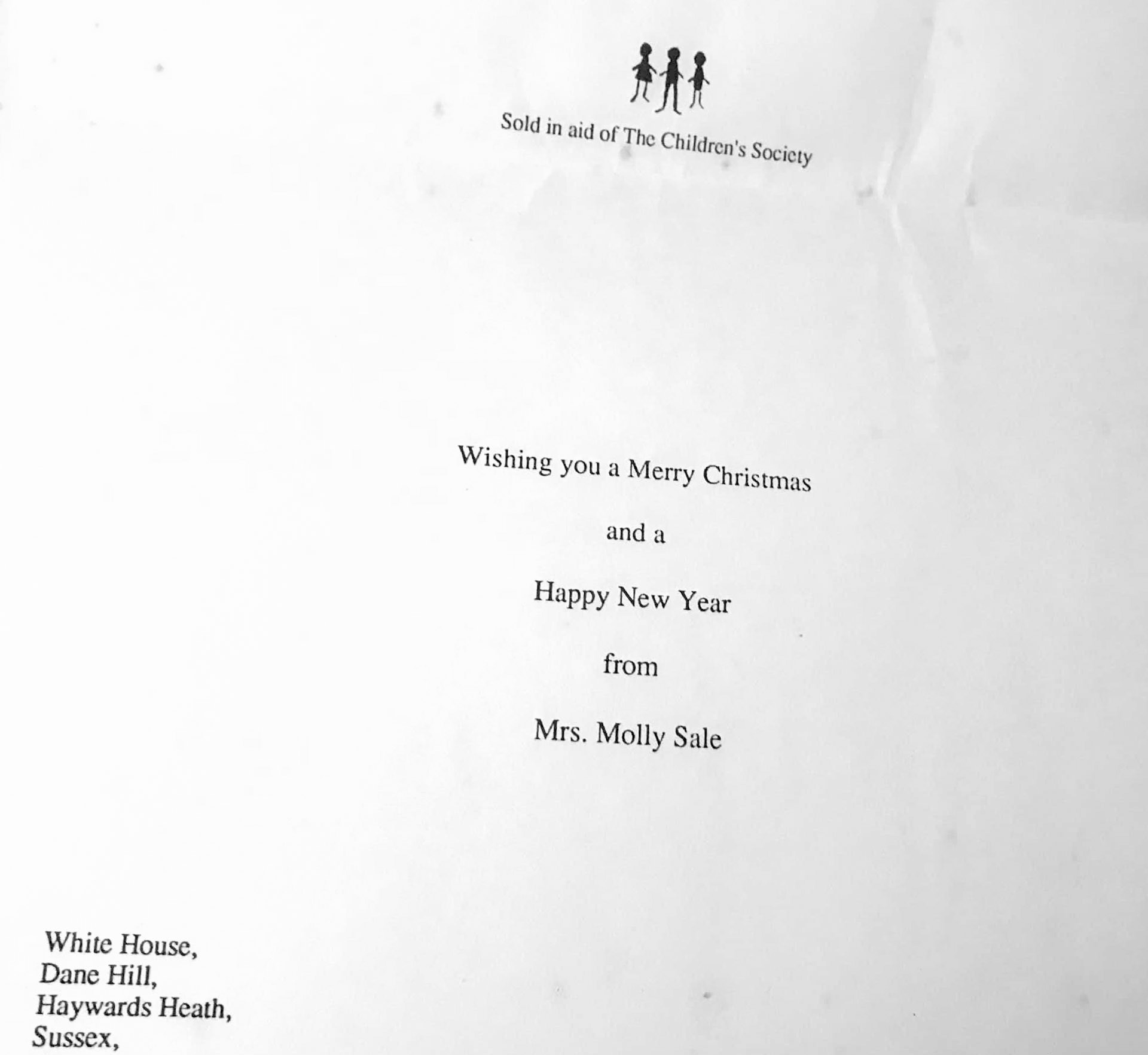 Card from Molly Sale. (Courtesy Richard Evans, Memories of Woodgate Farms Dairy)