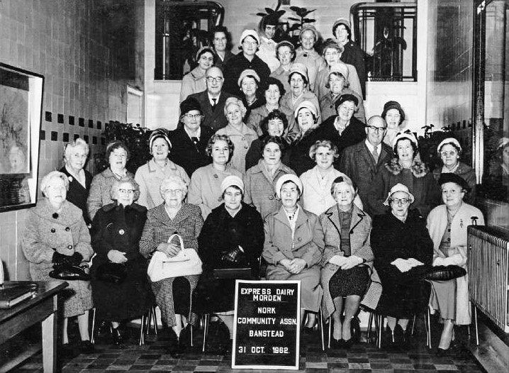 1962 South Morden visitors in the front entrance hall, from Nork Community Association. (Courtesy Marie, Banstead Village.com)