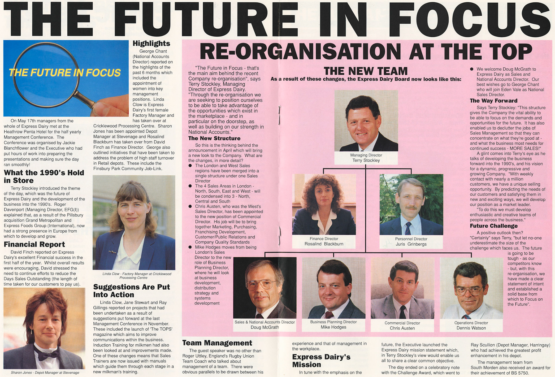 1989 TERRY STOCKLEY, ROSALIND BLACKBURN, JURIS GRINBERGS, DOUG McGRATH, MIKE HODGES, CHRIS AUSTEN, DENNIS WATSON (July re-organisation of Express Dairy (milk)