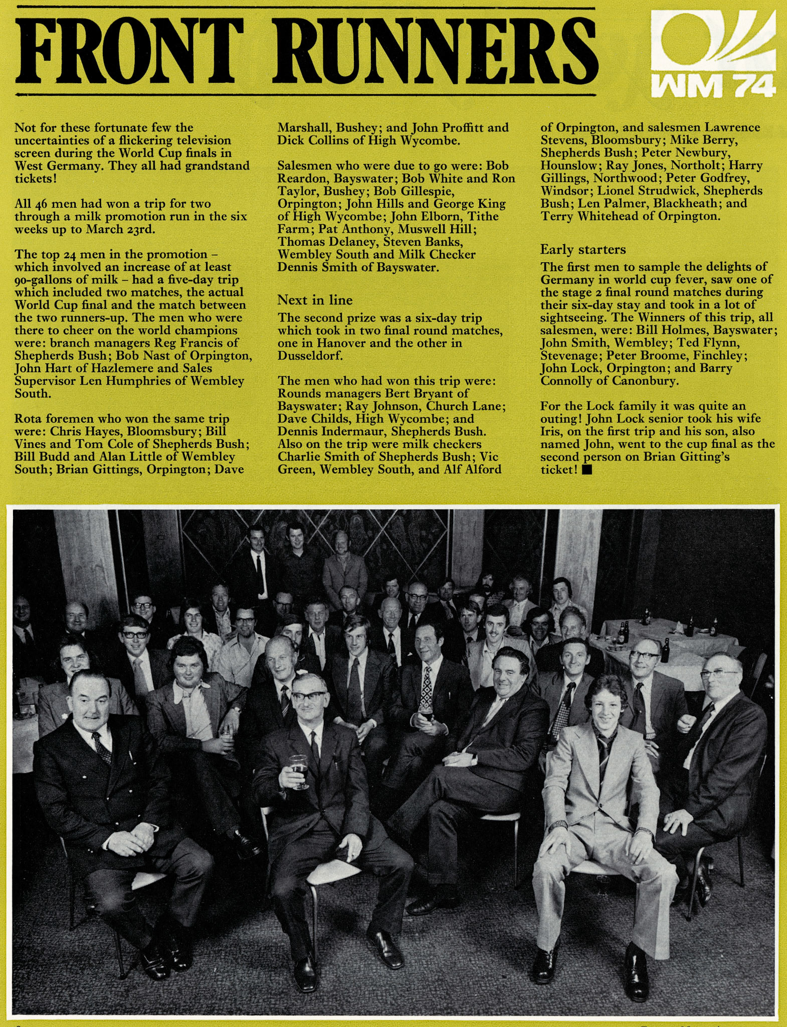 1974 London Region Milk Promotion competition winners visit Germany for the World Cup.(Courtesy Doreen Williams)