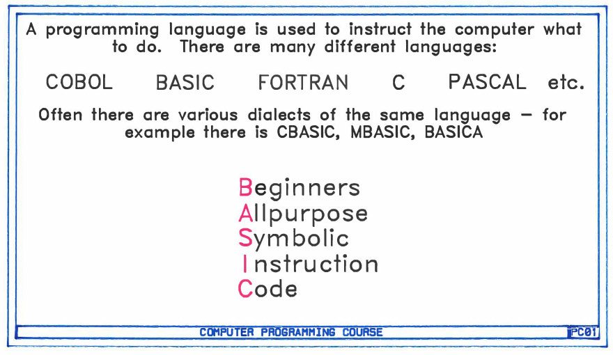 1987 - BASIC Programming Course devised by Peter Roper for management at South Morden Processing. We had despatch and weighbridge systems running under CP/M (MP/M) and the first IBM PC's were just beginning