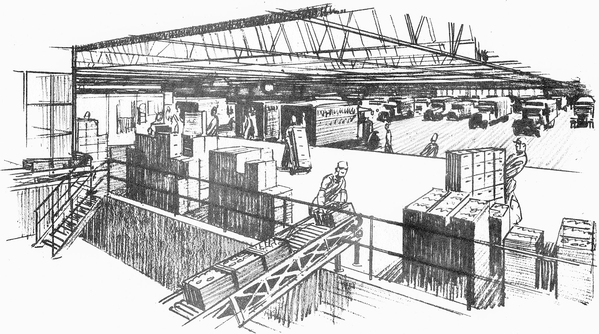 1930 Cricklewood Opening Brochure Illustration-Loading Bank