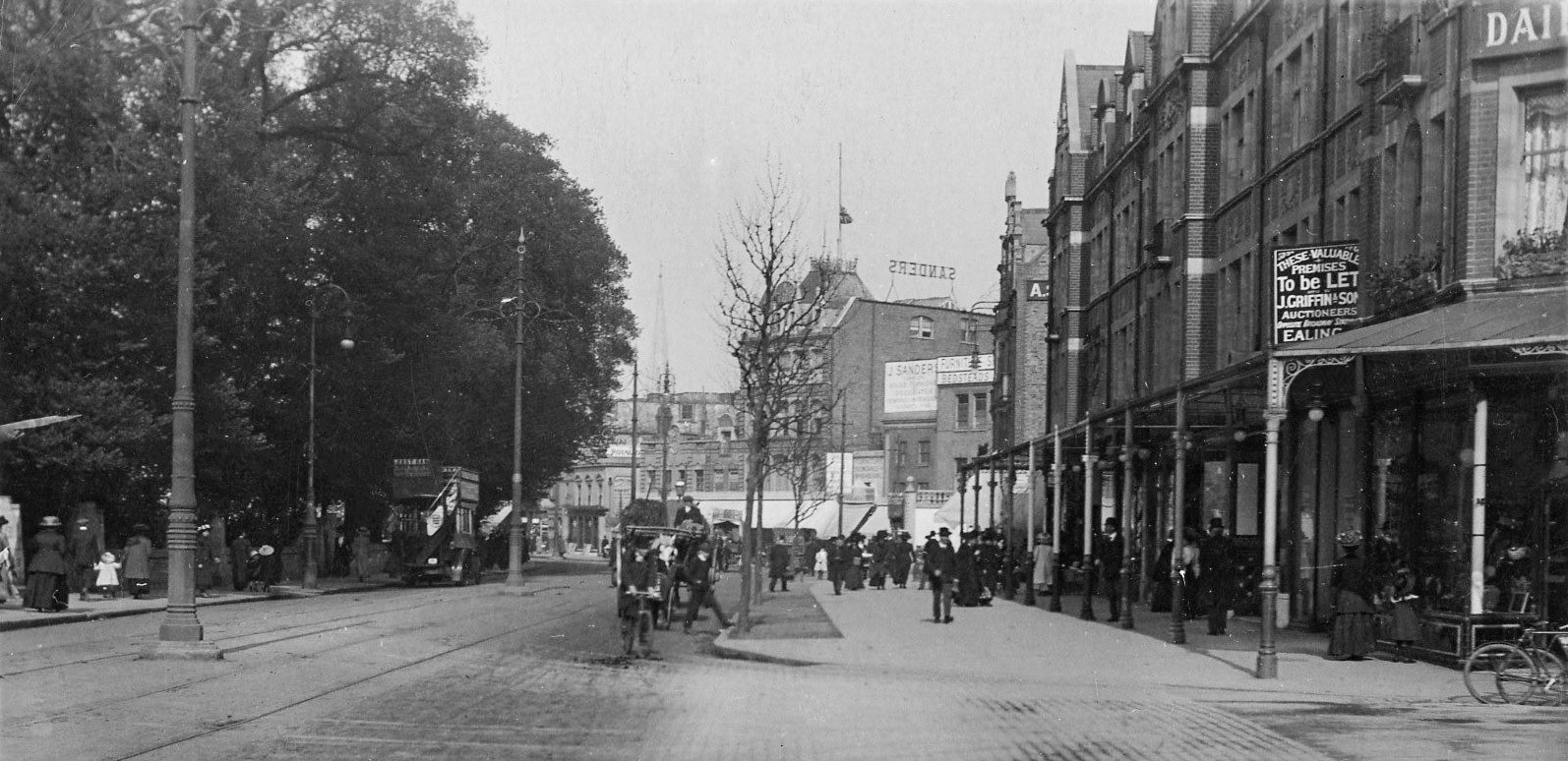 1910 Ealing Broadway Shop, thought to be on the death of King Edward VIII, 6 May 1910. Photographic postcard by Young &amp; Co of Teddington.(Courtesy Howard Webb, Ealing History FB Group)