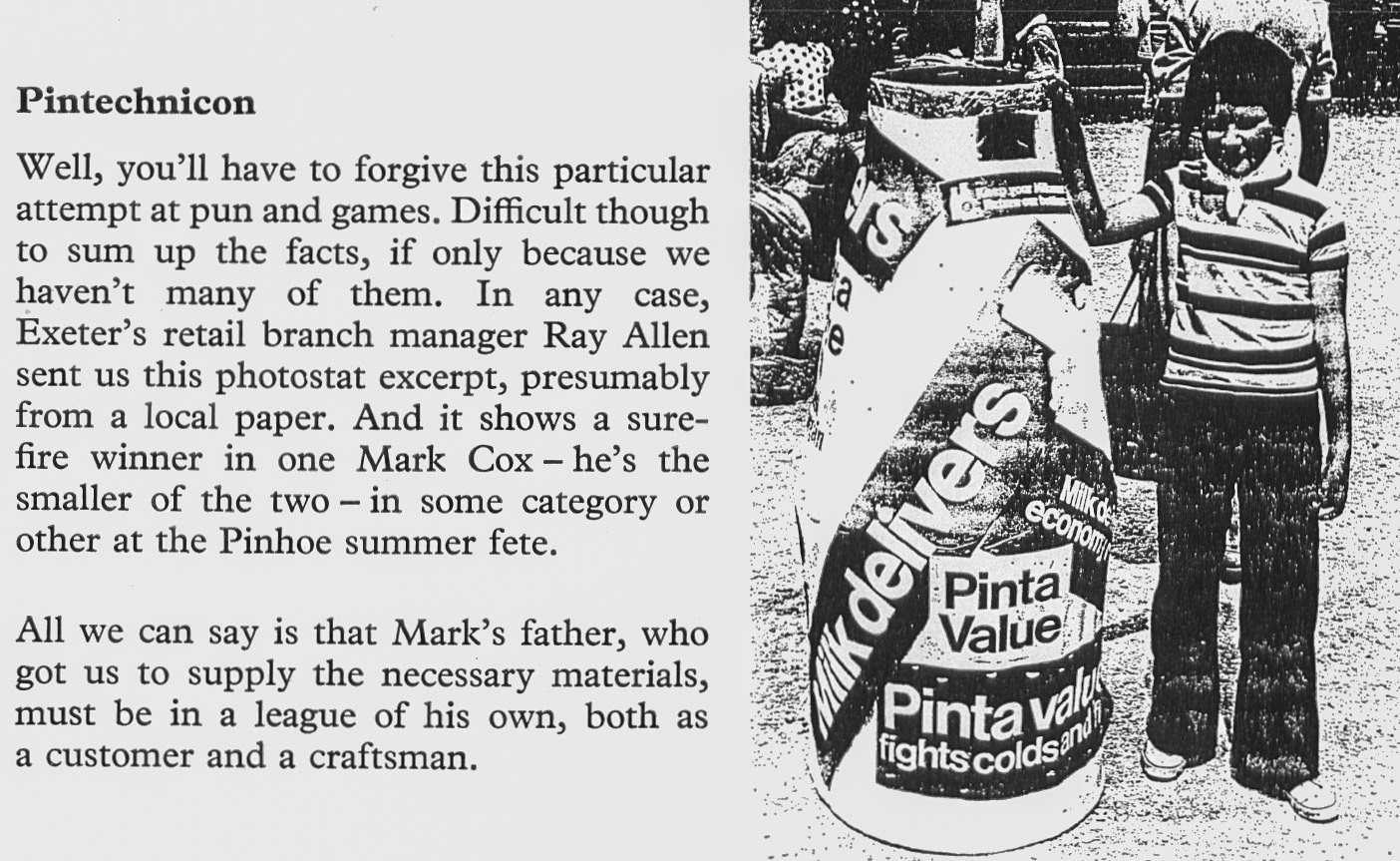 1976 Exeter Retail manager sent in this picture from Pinhoe Summer Fete, of Mark Cox. (Express News Autumn)