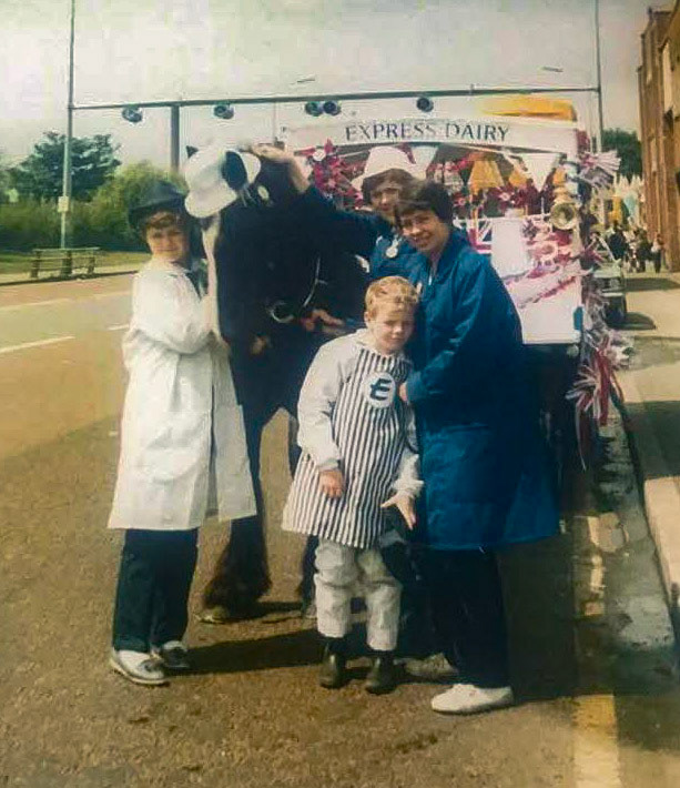 1980's Manchester Lord-Mayor’s parade. Colin Garnsworthy comments "My son James (Ken's Grandson) taking part. My father-in-law Ken Hunt moved from running the Southwest to take over the North of England; many happy years both in Devon and Manchester. I was a bottled milk buyer, and had four different rounds-two in Devon and two in Manchester. (Courtesy Colin Garnsworthy)