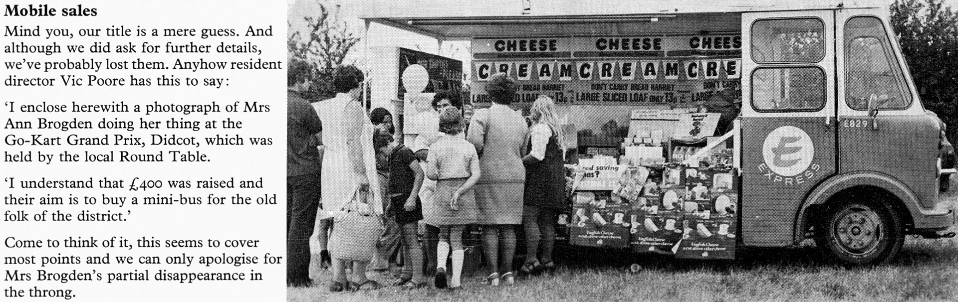 1974 Mrs Ann Brogden manning the Express sales van at the Go-Kart GP at Didcot. (Express News Christmas)
