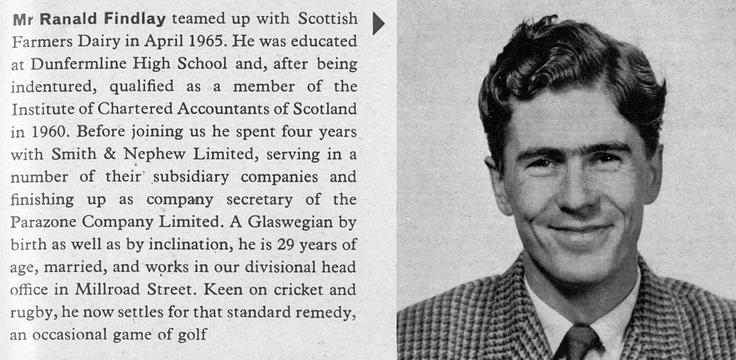 1966 Mr Ranald Findlay biography on appointment as Secretary, Scottish Division. (Express News Summer 1966)