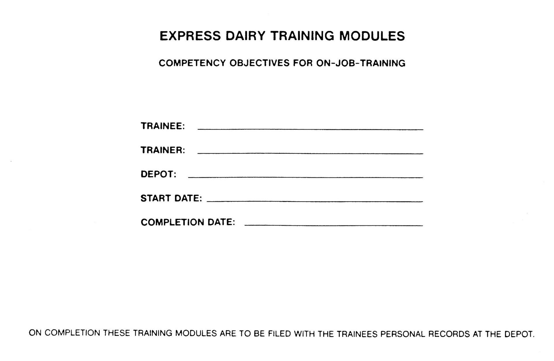 1990's Express/ Dale Farm Rounds Training Manual (Express Dairy Tales)